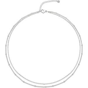 Gold Beaded Wave Chain Necklace for Women, 14K Gold Plated Layered Minimalist Choker - 1 of 4