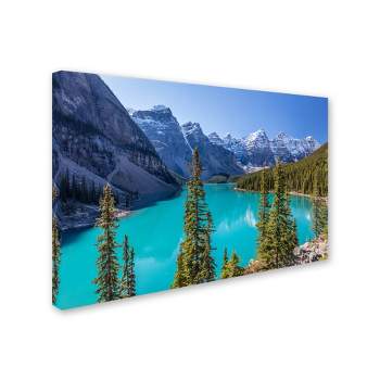 Trademark Fine Art -Pierre Leclerc 'Turquoise Moraine Lake' Canvas Art