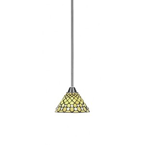Toltec Lighting Paramount 1 - Light Pendant in  Brushed Nickel with 7" Starlight Art Glass Shade - 1 of 1