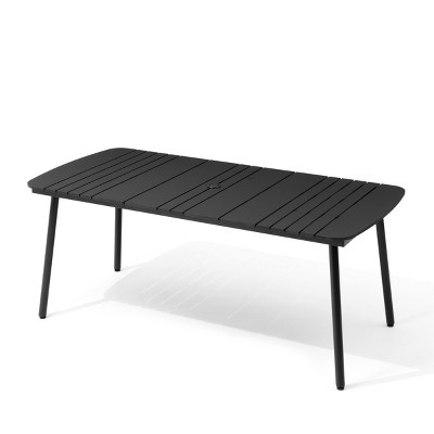 Pellebant 1.8m Patio Dining Table 4-6 People Durable WPC Tabletop Aluminum Frame Indoor/Outdoor Dining Table for Backyards Poolside Gardens (Black)