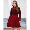 Womens Sweater Dress Long Sleeve Crewneck High Waist A-Line Cute Knitted Mini Sweater Dress - 3 of 4