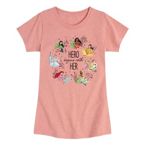 Girls' - Disney Princess - Hero Begins With Her Group Fitted Short Sleeve Graphic T-Shirt - 1 of 3