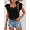 Women's Casual Summer Square Neck Tank Tops Sleeveless Ruffle Chiffon Blouses Top Shirts - 3 of 4
