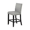 Royal Hampton 24 Inch Counter Height Chairs, Set of 2, Nailhead Trim, Gray Fabric, Black Wood - 3 of 4