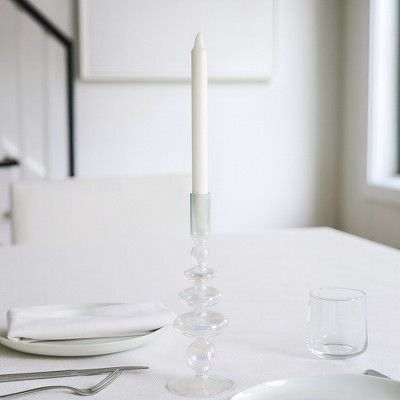 Glass Taper Candle Holder - Modern Decorative Candlestick for Home, Office, Bedroom & Living Room - Elegant Tall Contemporary Accent Decor