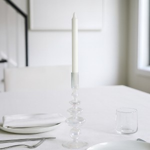 Glass Taper Candle Holder - Modern Decorative Candlestick for Home, Office, Bedroom & Living Room - Elegant Tall Contemporary Accent Decor - 1 of 4