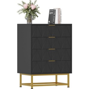 4 Drawer Dresser - 32 Inch Tall Modern Dresser Drawers - Drawer Organizer with Metal Legs, Storage Chest Cabinet for Bedroom, Living Room - 1 of 4