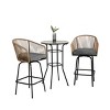 3Pcs Outdoor Bar Set, Patio Bar Table And Chairs Set, Bar Height Patio Set With 2 Swivel Bar Chairs And Round Bar Table-Cuddlewood - 3 of 4