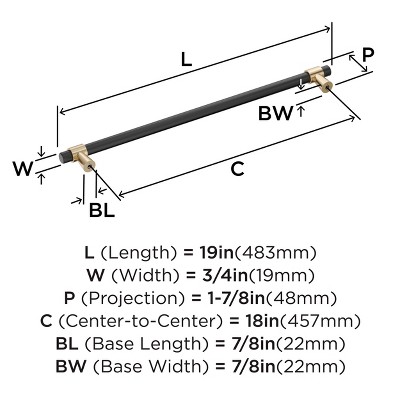 18-Inch Matte Black and Golden Champagne Appliance Pull