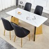 CAVINAS Dining Table Set for 6 Kitchen Table Modern Sintered Stone Table with Stainless Steel Butterfly Legs 6 PU Chairs - 4 of 4