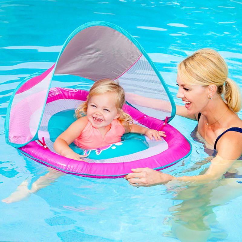 SwimWays Inflatable Baby Spring Pink Fish Round Pool Float with Protective Sun Canopy for Ages 9 to 24 Months (2 Pack), 3 of 4