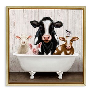 Stupell Industries Country Animals Farmhouse Claw Bathtub, 18" x 18" - 1 of 4