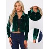 Allegra K Women's Cropped Velvet Retro Button Up Slash Pockets Old Fashion Casual Jackets - 2 of 4
