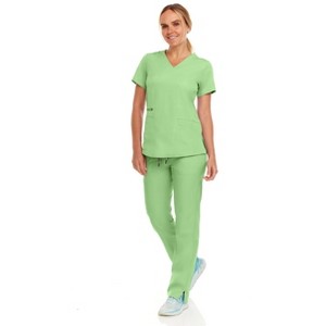 MediChic Women's V-Neck Scrub Set Straight Leg Six Pocket Cargo Scrub Pants with 4-Way Stretch Scrubs Sets - 1 of 4