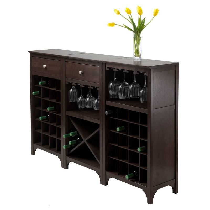 Ancona Wine Cabinet Modular Set Wood/Black - Winsome, 3 of 7
