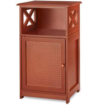 Collections Etc Wooden Storage Cabinet Side Table with Open Shelf 14 X 11.75 X 23.75
