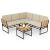 Costway 4 Piece Outdoor Sectional Sofa Set L-Shaped Metal Conversation Set with Cushions - 2 of 4