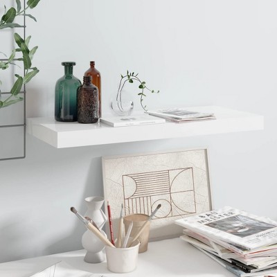 vidaXL Floating Wall Shelf High Gloss White 60x235x38 cm MDF