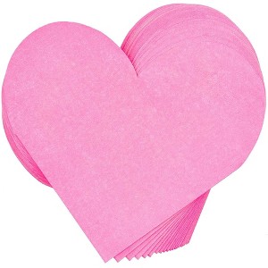 Blue Panda 50-Pack Hot Pink Heart Shaped Disposable Cocktail Paper Napkins for Valentines Party Supplies - 1 of 4