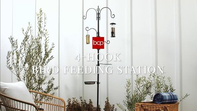 Bronze 91in Multi-Feeder Bird Feeding Station with Suet and Tube Feeders