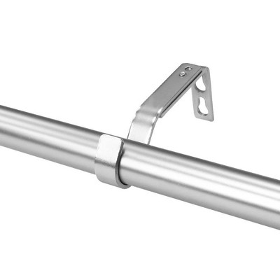 Brushed Nickel Curtain Rod with Crystal Square Finials, 72"-144"
