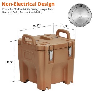 Food Insulated Bucket 20L with Directional Casters, Spoon Included, Base Support, Durable Stainless Steel Lining - 1 of 4