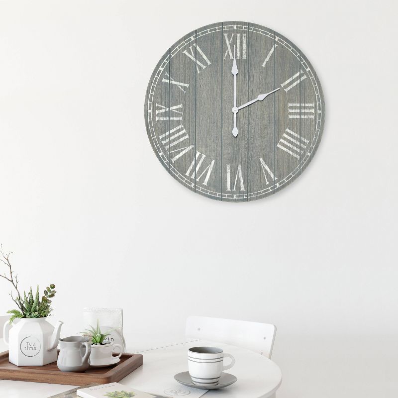 23" Wood Plank Rustic Coastal Wall Clock - Elegant Designs, 2 of 7