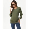 Maternity Shirts Women's Knit Ribbed Round Neck Puff Short Sleeve T-Shirt Pregnancy Casual Side Ruched Tunic Tee Tops - 4 of 4