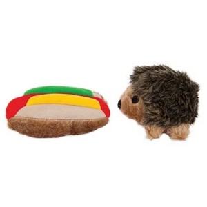 Petmate Booda Zoobilee Hedgehog and Hotdog Plush Dog Toy 2 pack - 1 of 3