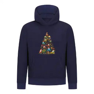 Everyday Kids Christmas Collection Construction Truck Tree Boys Pullover Hoodie – Holiday Sweatshirt - Navy - 1 of 1