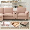 104.72''L-Shaped Sectional Sofas£¬ Corduroy Sofa with Cup Holders, USB Charging, Movable Ottoman & Storage Console for Apartment - 3 of 4