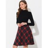 INSPIRE CHIC Women's Christmas Plaids Vintage Tartan Elastic Waist Knee Length A-Line Skirt - 2 of 4