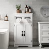 VECELO Bathroom Storage Cabinet Wooden Floor Cabinet with 2 Doors & Roll Toilet Paper Holder, White - 2 of 4