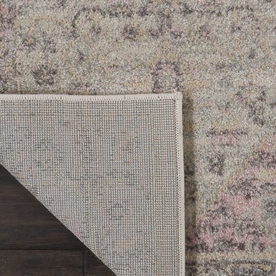 Handmade Vintage Kashan Ivory/Pink Easy-Care Rectangular Rug