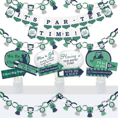 Big Dot of Happiness Par-Tee Time - Golf - Banner and Photo Booth Decorations - Birthday or Retirement Party Supplies Kit - Doterrific Bundle