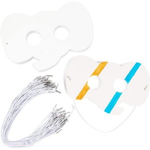 Bright Creations 48-Pack Blank DIY Elephant Paper Mask for Kids Costume Party Arts and Crafts, White 3.8" x 5.9" - 1 of 4