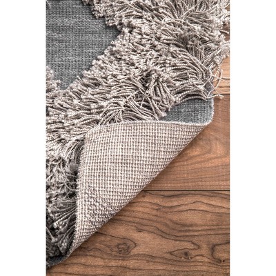 Silver Diamond Trellis Shag Synthetic Area Rug
