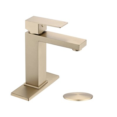LunaLulink Bathroom Faucet Single Hole, Single Handle Stainless Steel Faucet for Bathroom Sink with Deckplate and Drain Assembly