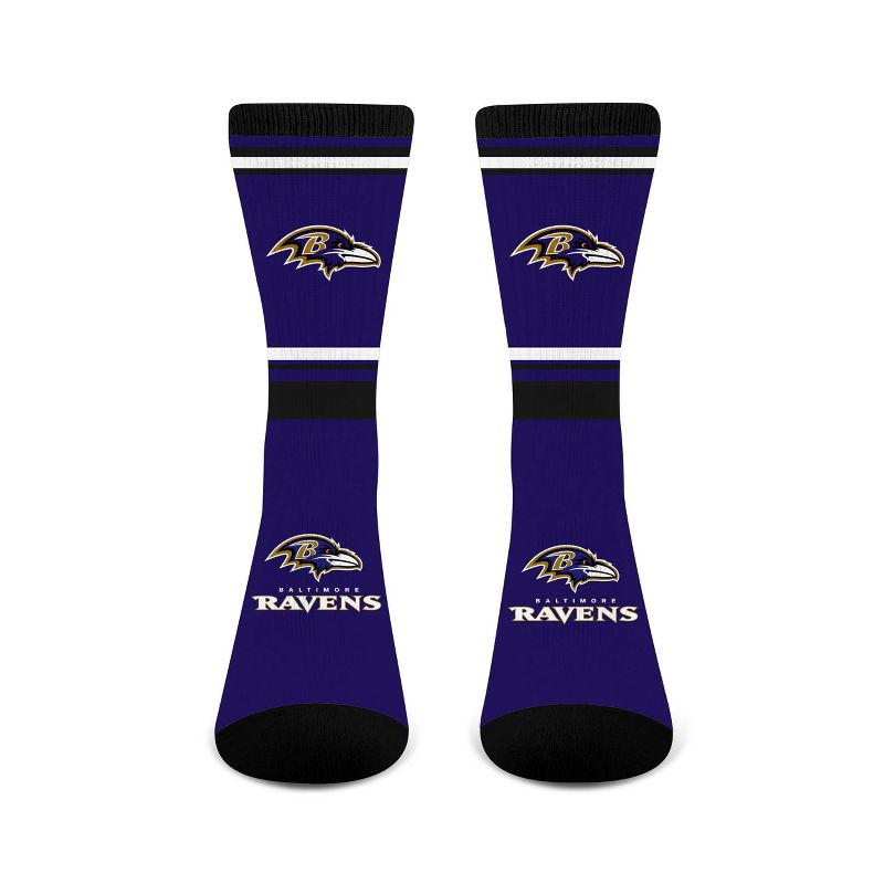 NFL Baltimore Ravens Striped Running Crew Socks - L, 3 of 4