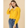 INSPIRE CHIC Women's Vintage Notched Lapel Long Sleeve Printed Button Down Tops - 2 of 4