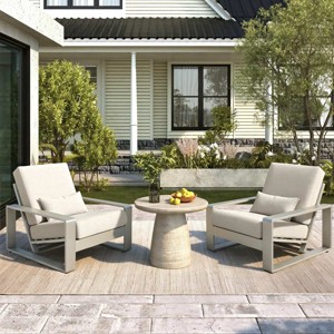 Set of 2 Outdoor Aluminum Lounge Chairs with Cushions,Modern Patio Club Chair for Garden,Rust Resistant Frame Outdoor Chair-Coolbibila - 1 of 4