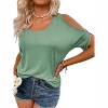 Imily Bela Casual Cold Shoulder Shirt for Women Loose Short Sleeve Scoop Neck Summer Top - 3 of 4