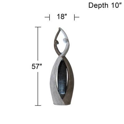 Dancing Couple Black and Gray Resin Outdoor Floor Water Fountain with LED Light