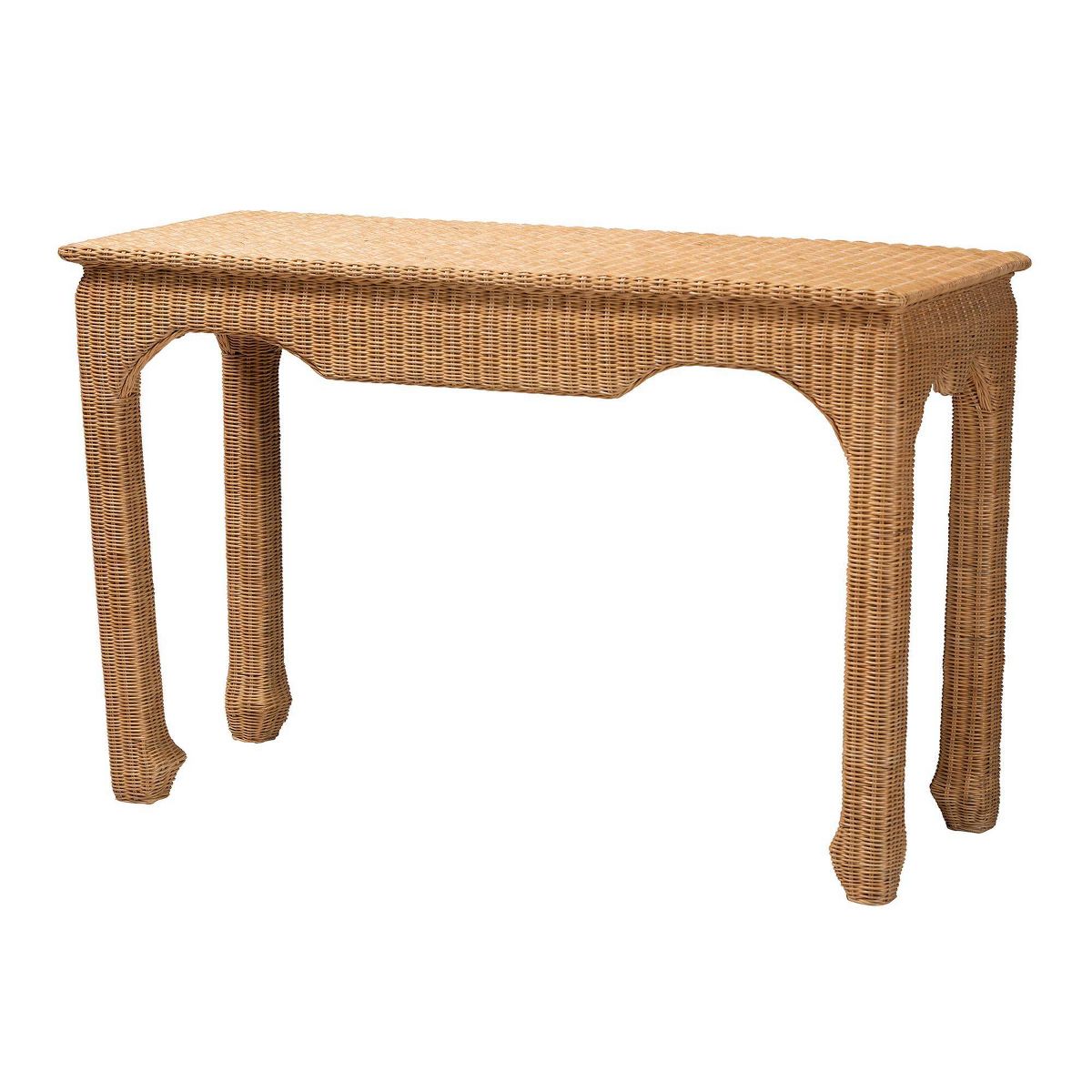 bali & pari Abena Handwoven Natural Rattan Console Table Light Honey - thumbnail 7