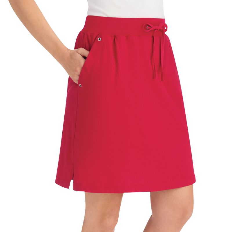 Collections Etc Casual Pull-On Sport Knit Skort with Grommet Side Pockets, 21"L, 2 of 4