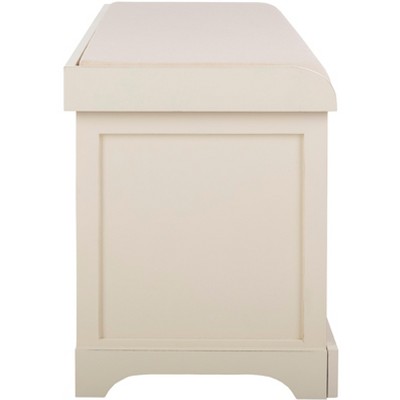 White Pine Storage Bench with Wicker Baskets and Cushion