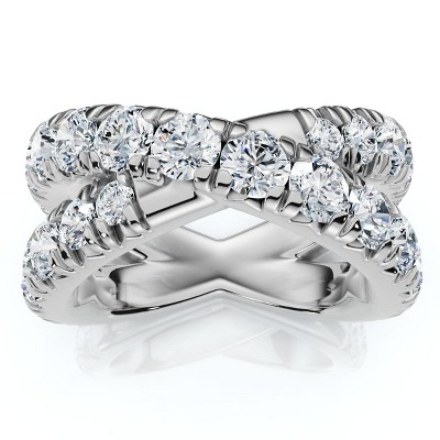 Pompeii3 3Ct Diamond Heavy Crossover Right Hand Ring 14k Gold or Platinum Lab Created