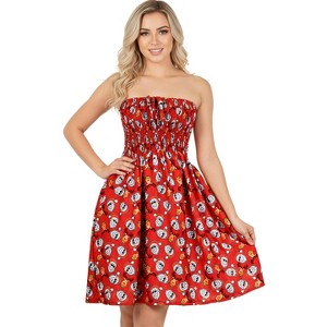 HAPPY BAY Women's Casual Beach Christmas A line Slit Smocked Mini Dresses  Tube Top Evening Short Strapless Santa Dress for Women L-XL Red : Target