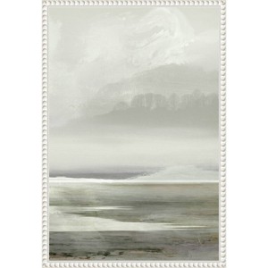 Amanti Art 16"x23" Lakes No 2 by Dan Hobday Framed Canvas Wall Art Print White: Serene Abstract Landscape - 1 of 4
