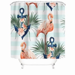 Flamingo And Anchor Shower Curtains for Bathroom Waterproof Fabric Bath Curtain Durable Soft Stylish Bathroom Decor 72x72 Inch - 1 of 1